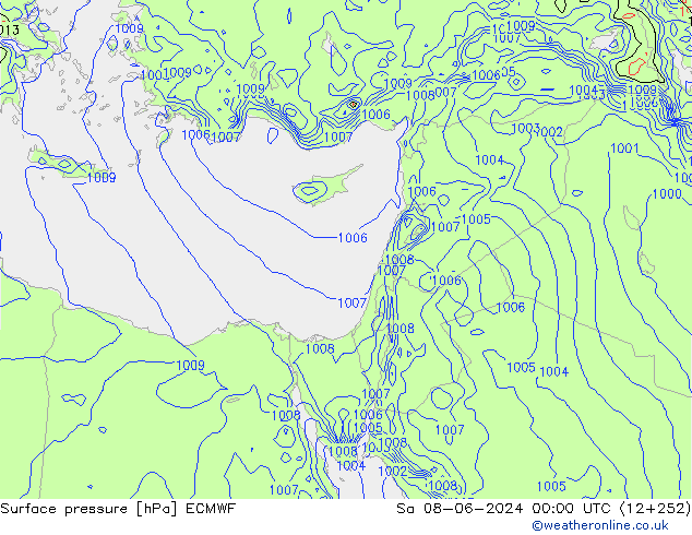 приземное давление ECMWF сб 08.06.2024 00 UTC