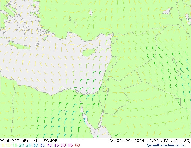 Wind 925 hPa ECMWF Su 02.06.2024 12 UTC