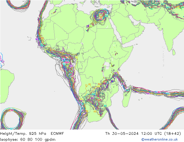 Yükseklik/Sıc. 925 hPa ECMWF Per 30.05.2024 12 UTC