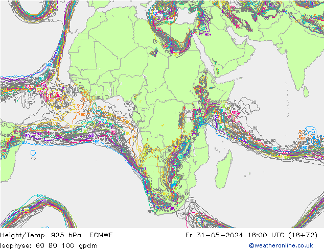 Géop./Temp. 925 hPa ECMWF ven 31.05.2024 18 UTC