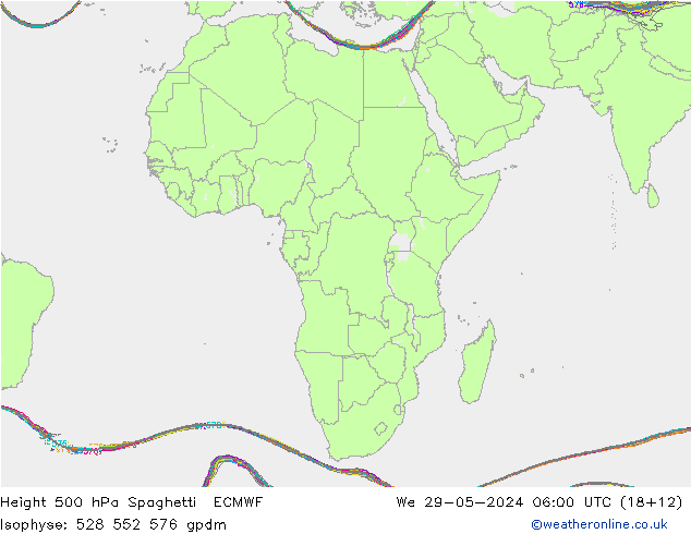 500 hPa Yüksekliği Spaghetti ECMWF Çar 29.05.2024 06 UTC