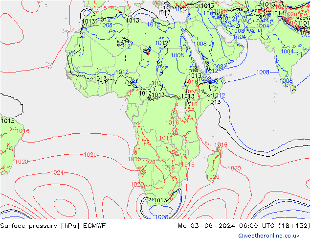 приземное давление ECMWF пн 03.06.2024 06 UTC