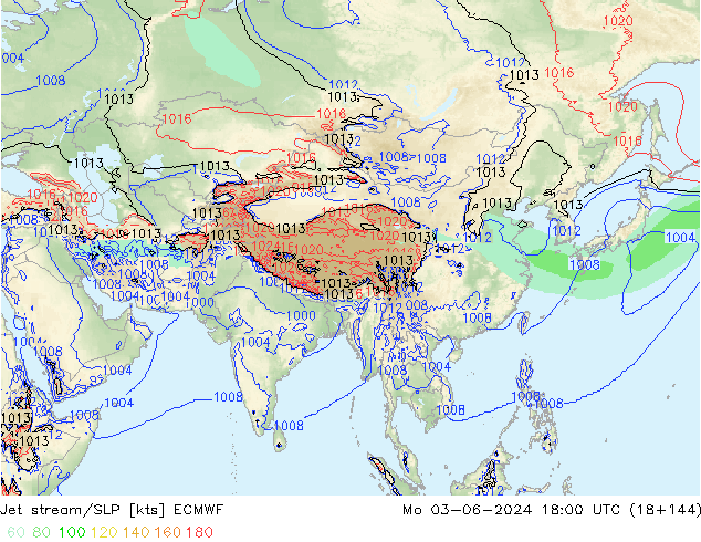 Jet stream/SLP ECMWF Mo 03.06.2024 18 UTC