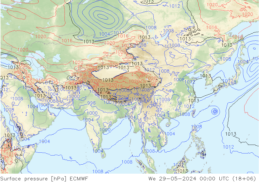 Luchtdruk (Grond) ECMWF wo 29.05.2024 00 UTC