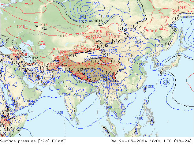 Yer basıncı ECMWF Çar 29.05.2024 18 UTC