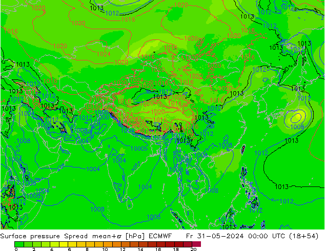 Yer basıncı Spread ECMWF Cu 31.05.2024 00 UTC