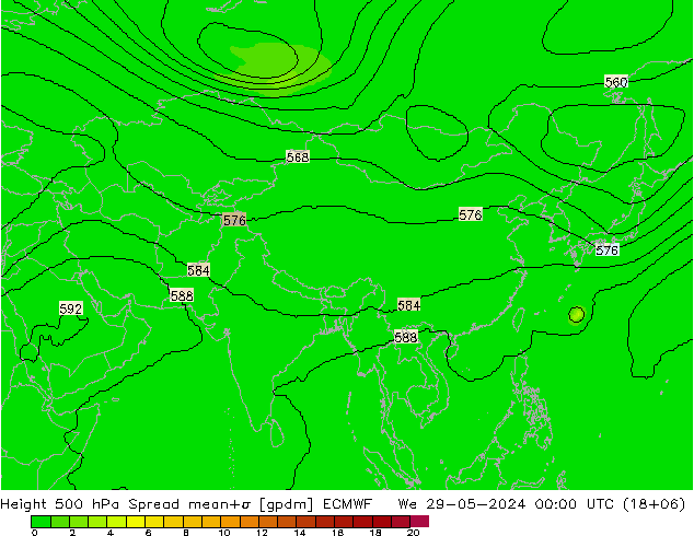 500 hPa Yüksekliği Spread ECMWF Çar 29.05.2024 00 UTC