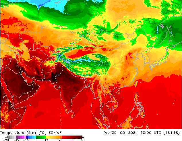 Temperature (2m) ECMWF St 29.05.2024 12 UTC