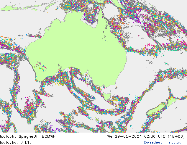 Isotachs Spaghetti ECMWF mer 29.05.2024 00 UTC