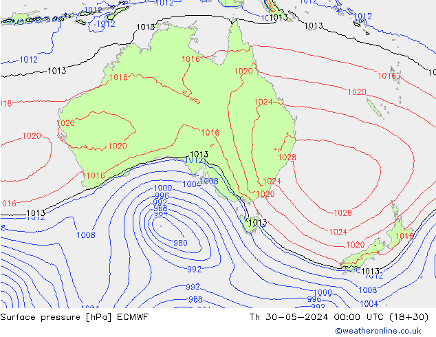 приземное давление ECMWF чт 30.05.2024 00 UTC