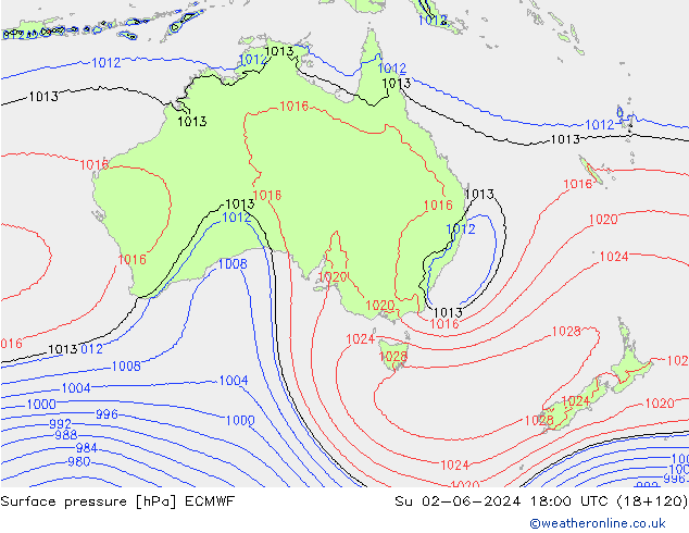 Luchtdruk (Grond) ECMWF zo 02.06.2024 18 UTC