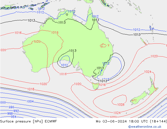 приземное давление ECMWF пн 03.06.2024 18 UTC