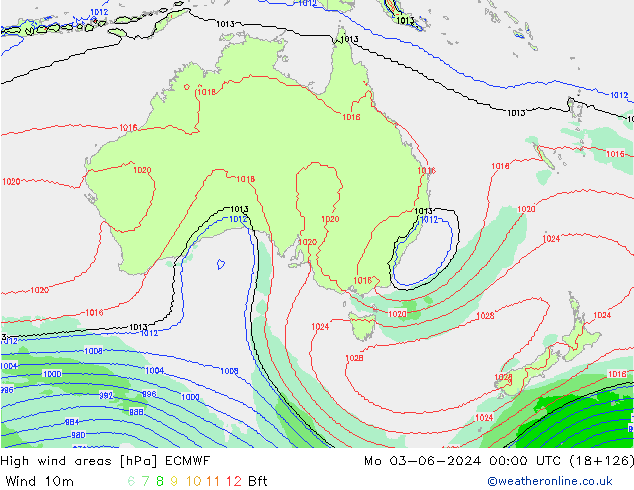 High wind areas ECMWF  03.06.2024 00 UTC