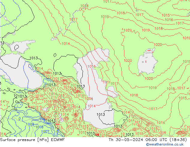 приземное давление ECMWF чт 30.05.2024 06 UTC