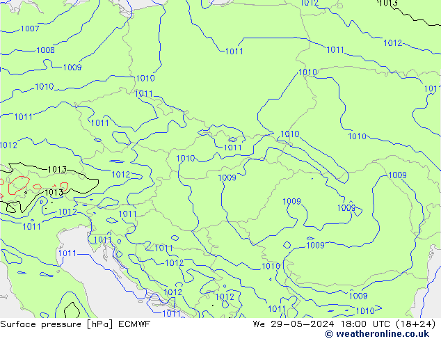 Luchtdruk (Grond) ECMWF wo 29.05.2024 18 UTC