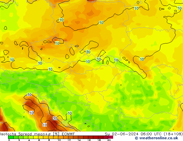 Isotachs Spread ECMWF dom 02.06.2024 06 UTC