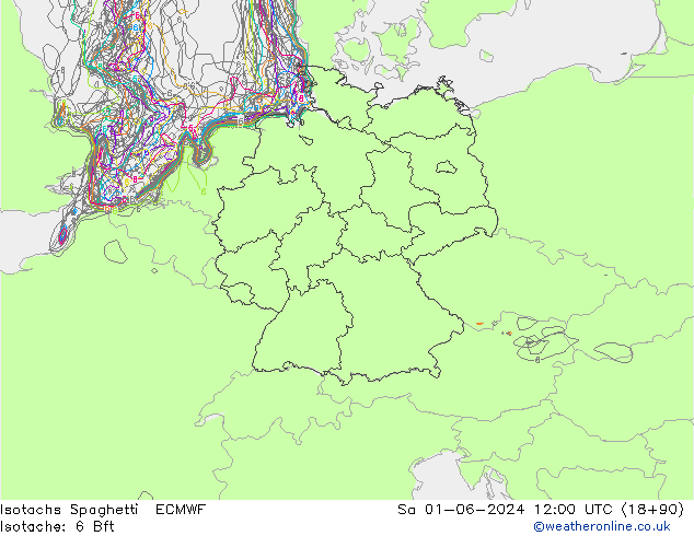 Isotachs Spaghetti ECMWF сб 01.06.2024 12 UTC