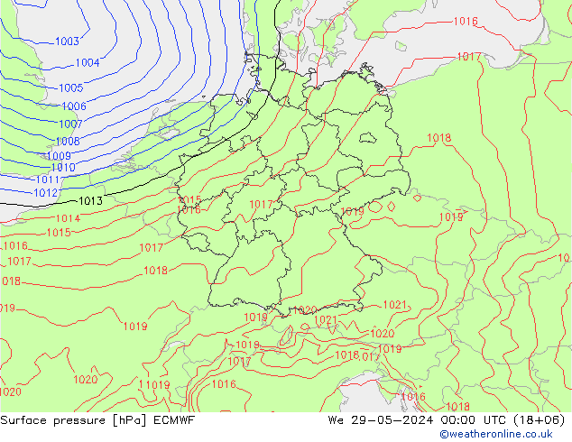 Surface pressure ECMWF We 29.05.2024 00 UTC