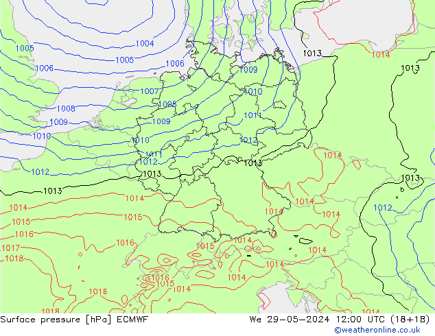 pressão do solo ECMWF Qua 29.05.2024 12 UTC