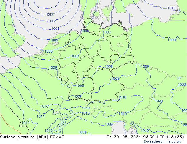 Luchtdruk (Grond) ECMWF do 30.05.2024 06 UTC