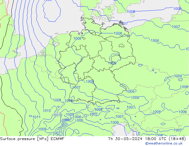 Bodendruck ECMWF Do 30.05.2024 18 UTC