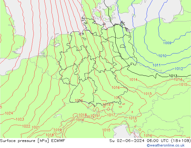 pressão do solo ECMWF Dom 02.06.2024 06 UTC