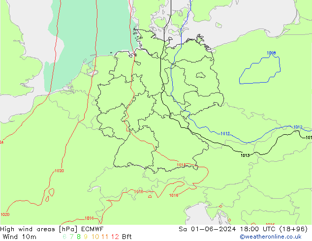 High wind areas ECMWF Sa 01.06.2024 18 UTC