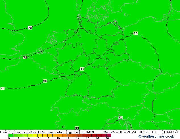 Height/Temp. 925 hPa ECMWF We 29.05.2024 00 UTC