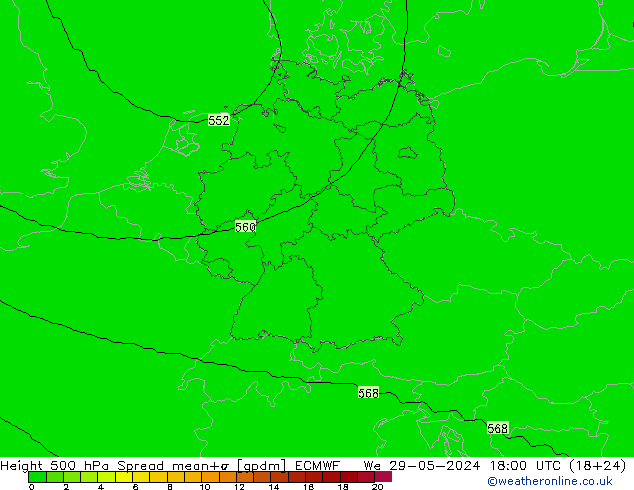 Height 500 hPa Spread ECMWF We 29.05.2024 18 UTC