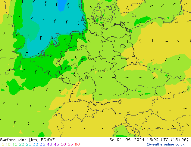 Wind 10 m ECMWF za 01.06.2024 18 UTC