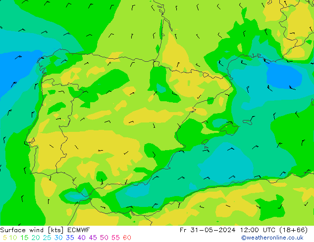 Vento 10 m ECMWF Sex 31.05.2024 12 UTC