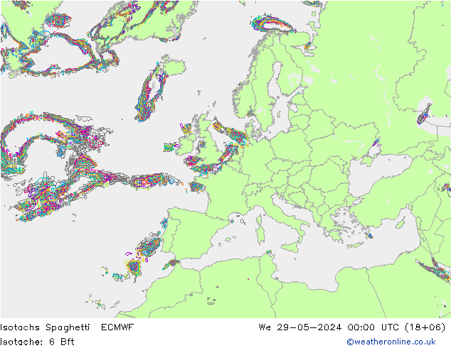 Isotachs Spaghetti ECMWF mer 29.05.2024 00 UTC