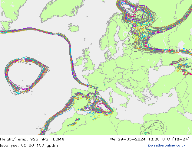 Yükseklik/Sıc. 925 hPa ECMWF Çar 29.05.2024 18 UTC