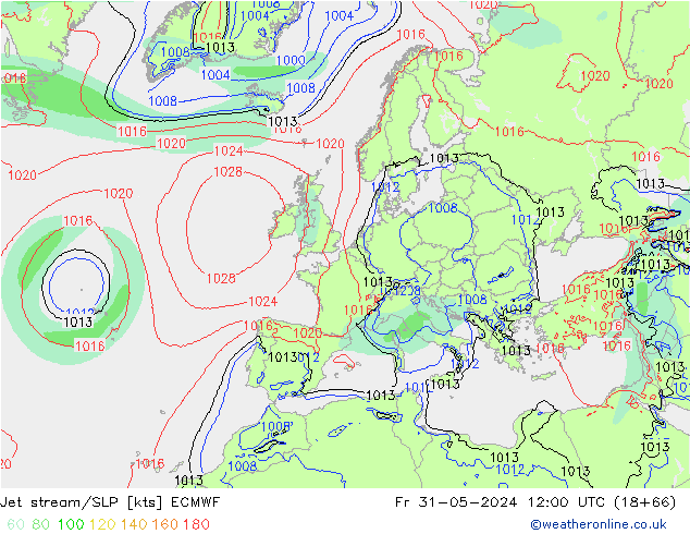 Jet Akımları/SLP ECMWF Cu 31.05.2024 12 UTC