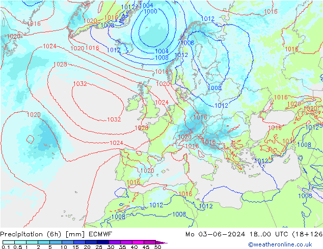 Totale neerslag (6h) ECMWF ma 03.06.2024 00 UTC