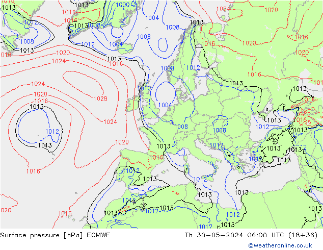 Yer basıncı ECMWF Per 30.05.2024 06 UTC