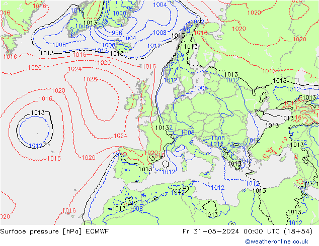 приземное давление ECMWF пт 31.05.2024 00 UTC