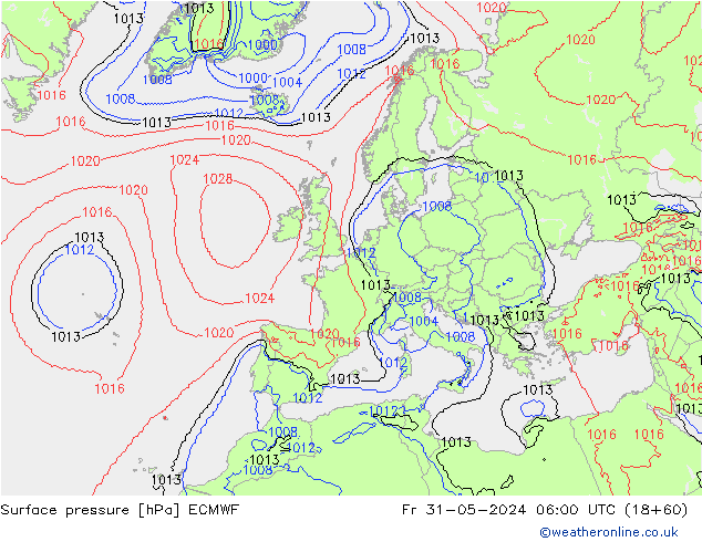 Yer basıncı ECMWF Cu 31.05.2024 06 UTC