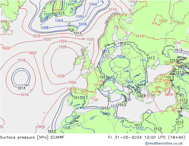 pressão do solo ECMWF Sex 31.05.2024 12 UTC