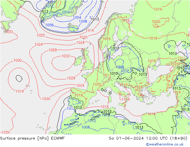 Atmosférický tlak ECMWF So 01.06.2024 12 UTC