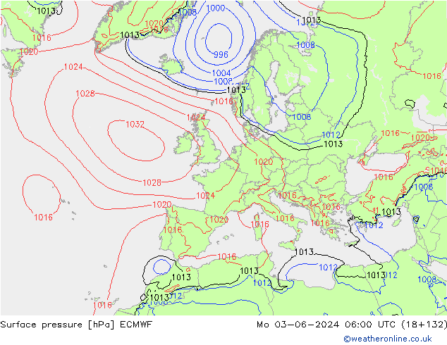 приземное давление ECMWF пн 03.06.2024 06 UTC