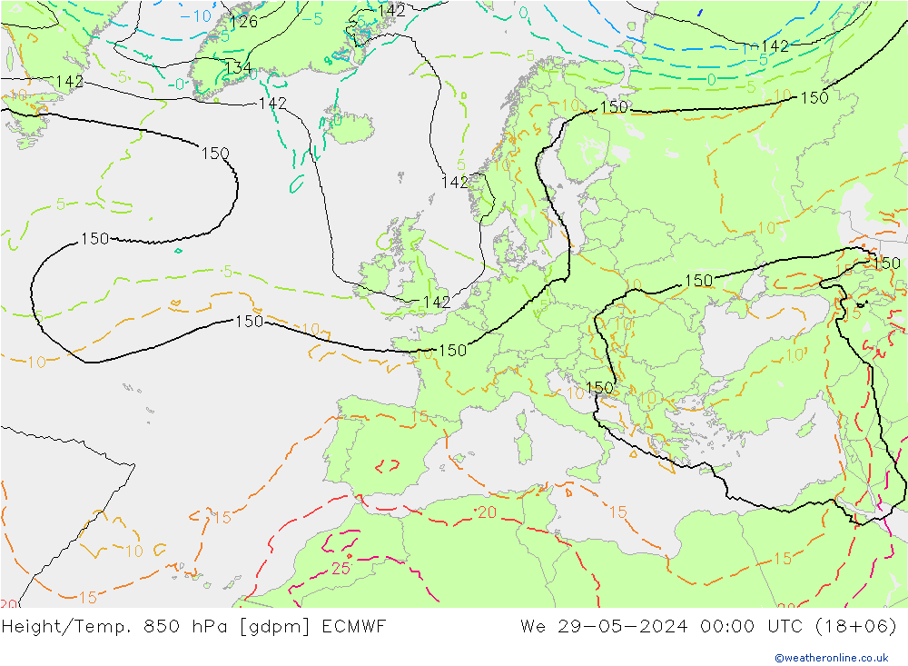 Height/Temp. 850 hPa ECMWF  29.05.2024 00 UTC