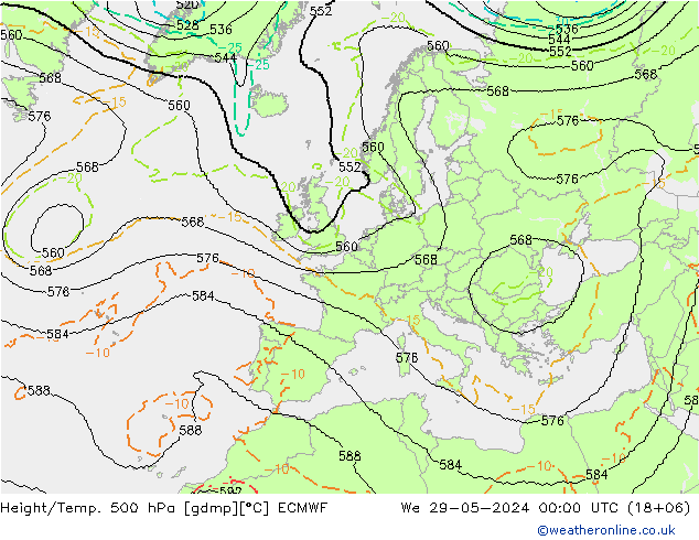 Yükseklik/Sıc. 500 hPa ECMWF Çar 29.05.2024 00 UTC