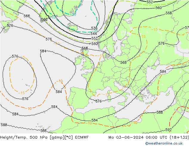 Height/Temp. 500 hPa ECMWF Po 03.06.2024 06 UTC