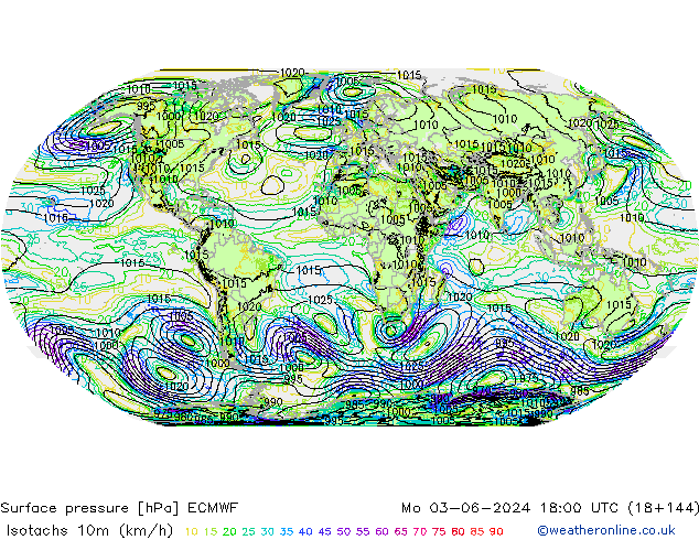 Isotachs (kph) ECMWF Seg 03.06.2024 18 UTC