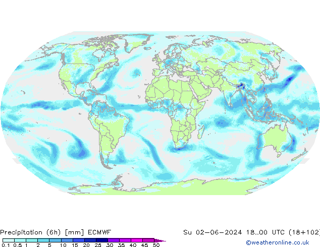 осадки (6h) ECMWF Вс 02.06.2024 00 UTC