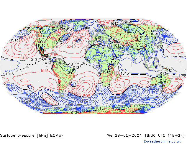 ciśnienie ECMWF śro. 29.05.2024 18 UTC