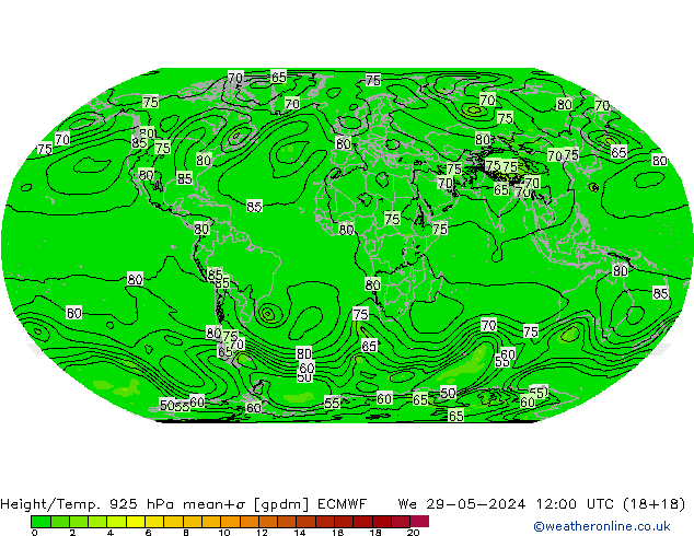 Height/Temp. 925 hPa ECMWF We 29.05.2024 12 UTC