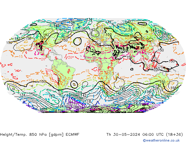 Height/Temp. 850 hPa ECMWF Qui 30.05.2024 06 UTC