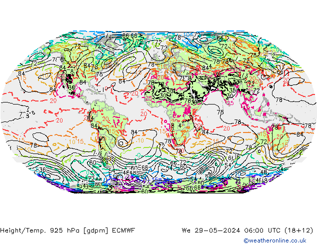 Height/Temp. 925 hPa ECMWF We 29.05.2024 06 UTC